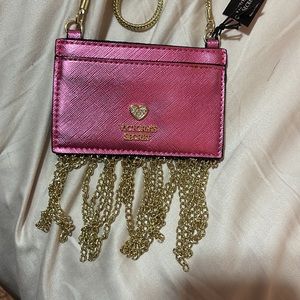 Pink Victoria's Secret Fringe Micro Mini Crossbody Card